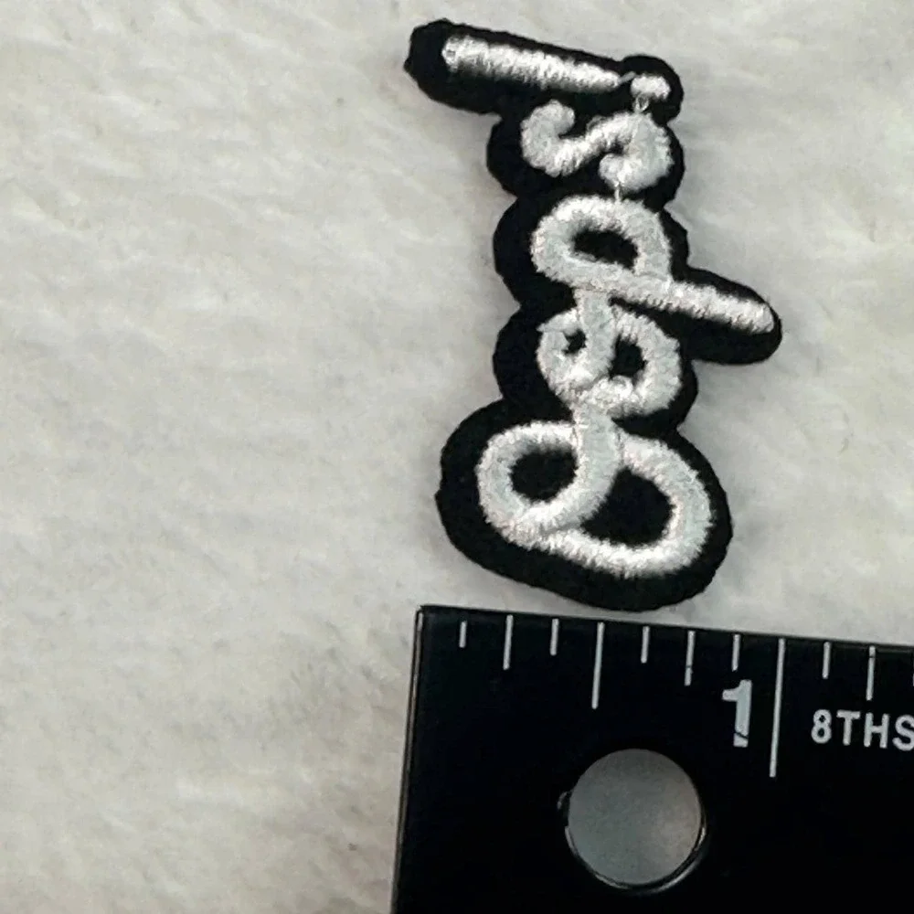 Set of 2 Oops! Embroidered Iron On Patches OS Black White Slogan Applique
